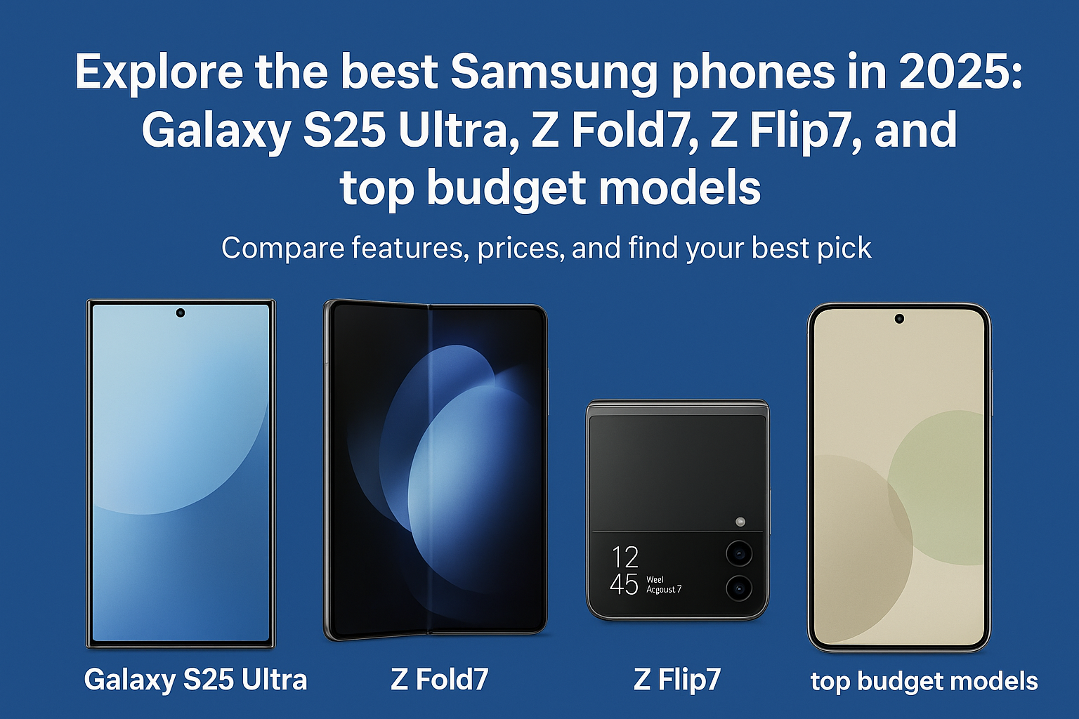 Explore the best Samsung phones in 2025: Galaxy S25 Ultra, Z Fold7, Z Flip7, and top budget models. Compare features, prices, and find your best pick.